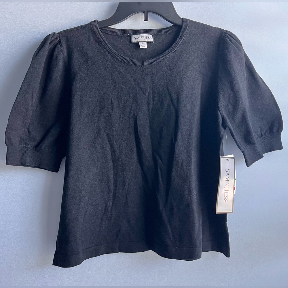 Sam & Jess Women's Short Puff-Sleeve Sweater Size Large